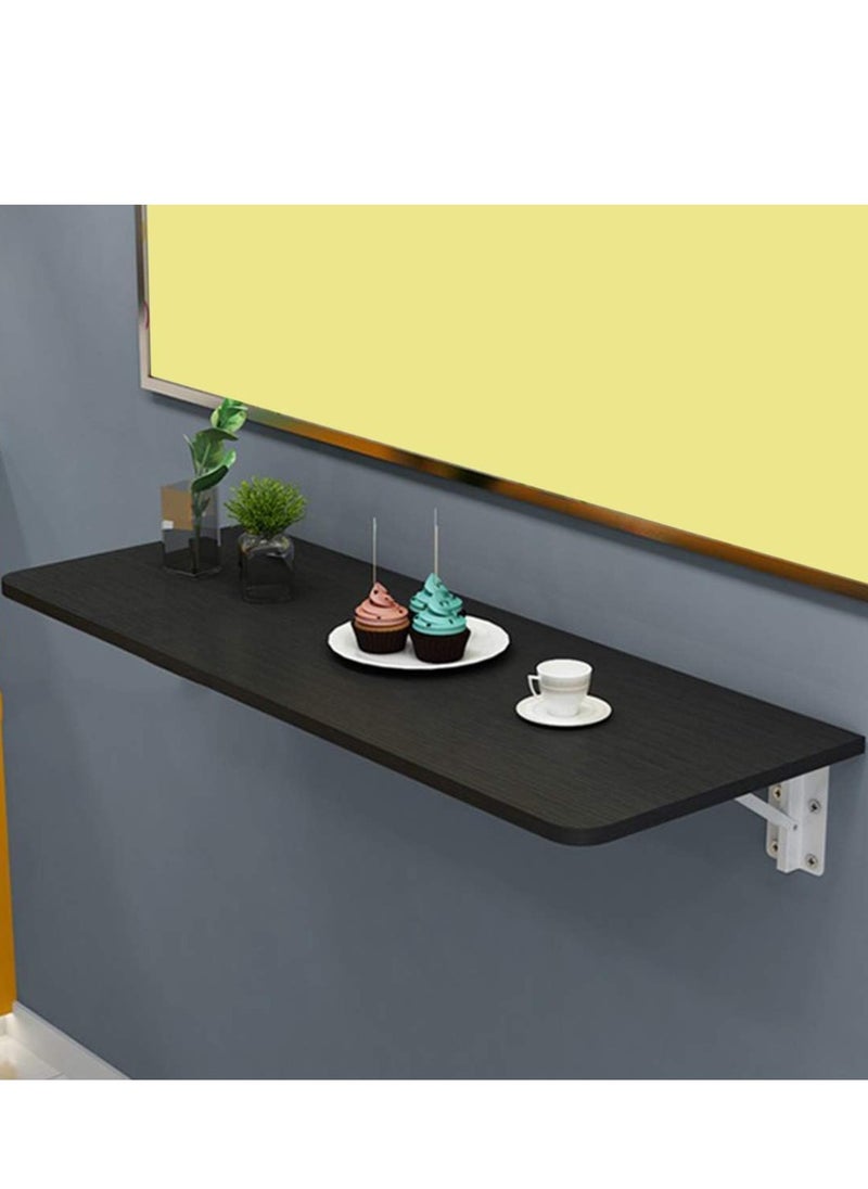 Generic - Stellar Folding Wooden Wall Mounted Desk with Flip Leaves Simple Floating Folding Laptop Desk Space Saving Hanging Table (Black 120x50cm) - Image 1