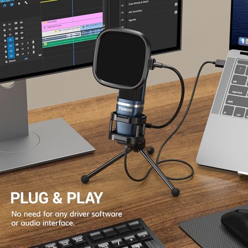 TONOR USB Gaming Microphone, Computer Condenser PC Mic with Tripod Stand & Pop for Streaming, Podcasting, Vocal Recording, Compatible with iMac PC Laptop Desktop Windows Computer, TC-777 - Image 4