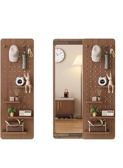Generic Wall-Mounted Mirror with Pegboard Storage,Rustic with Hooks Full Length Wall Mounted with Multifunctional Design Panel，Full Length Mirror 40×120CM  - Image 1