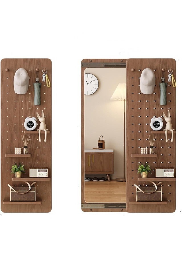 Wall-Mounted Mirror with Pegboard Storage,Rustic with Hooks Full Length Wall Mounted with Multifunctional Design Panel，Full Length Mirror 40×120CM - Image 1