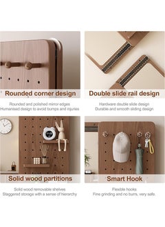 Generic Wall-Mounted Mirror with Pegboard Storage,Rustic with Hooks Full Length Wall Mounted with Multifunctional Design Panel，Full Length Mirror 40×120CM  - Image 4