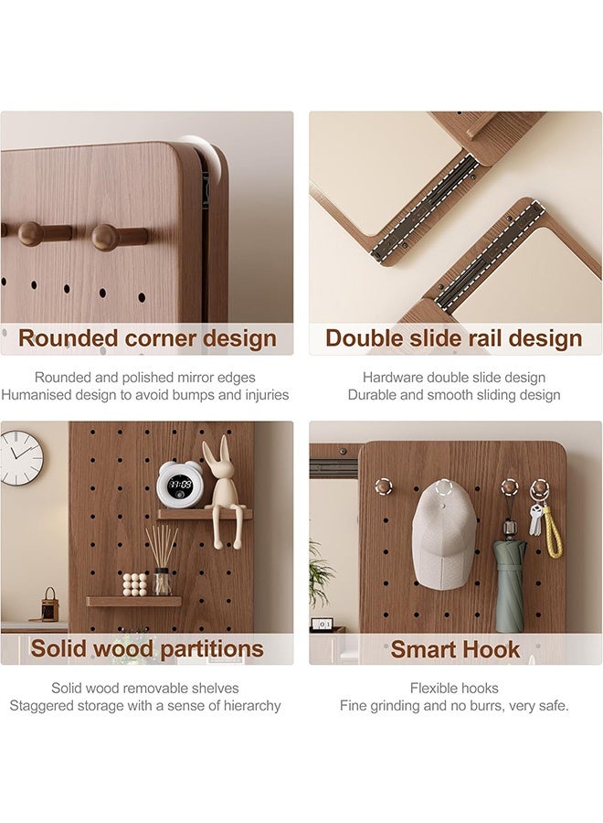 Wall-Mounted Mirror with Pegboard Storage,Rustic with Hooks Full Length Wall Mounted with Multifunctional Design Panel，Full Length Mirror 40×120CM - Image 4