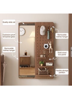 Generic Wall-Mounted Mirror with Pegboard Storage,Rustic with Hooks Full Length Wall Mounted with Multifunctional Design Panel，Full Length Mirror 40×120CM  - Image 5