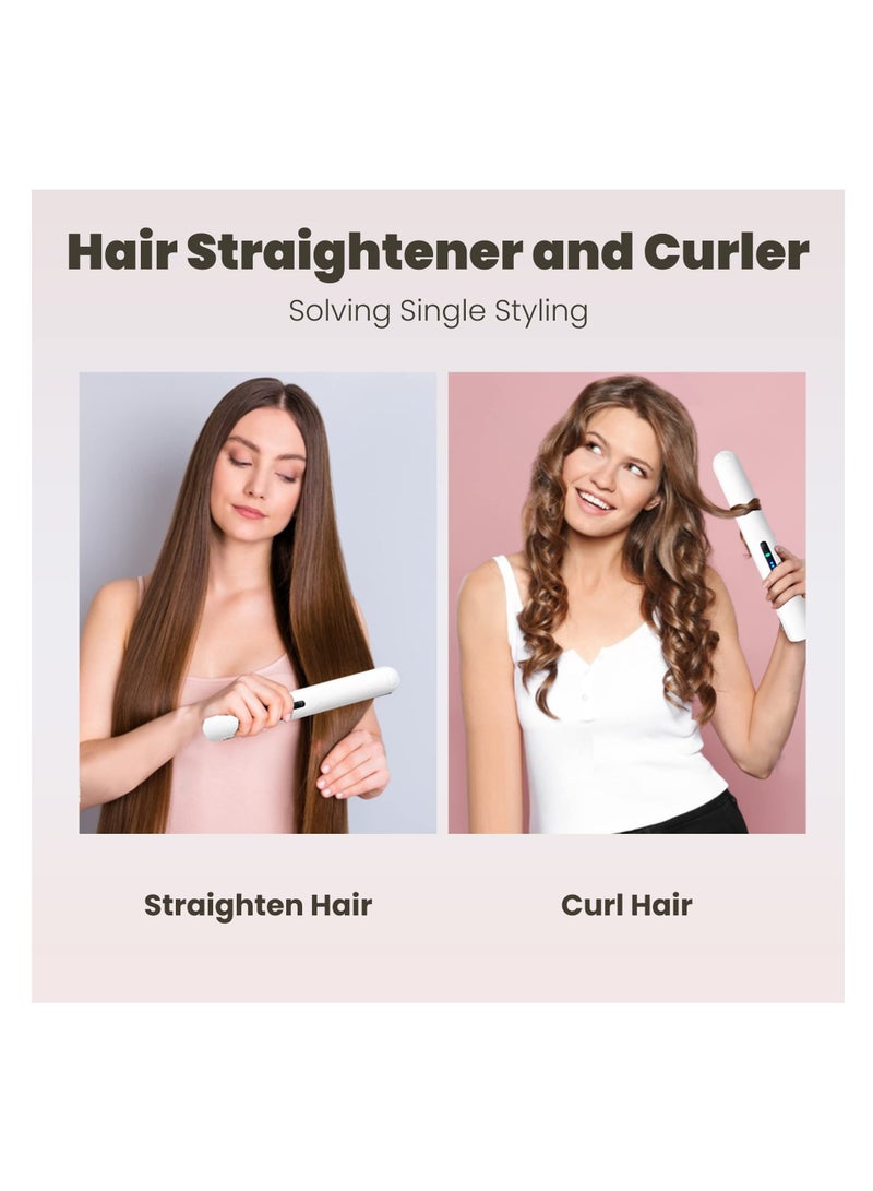 Zikra Cordless Hair Straightener Portable Mini Straightener and Curler for All Hairstyles with USB Rechargeable Hair Anti-Scald 3-Level Adjust Temp - Image 2