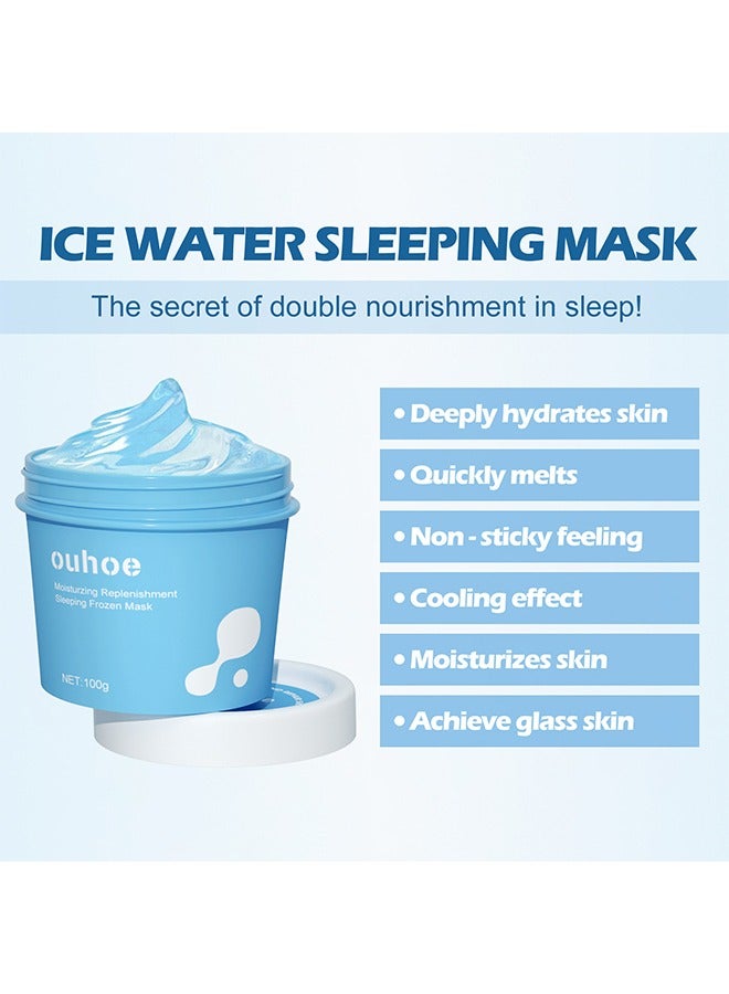 OUHOE Moisturzing Replenishment Sleeping Frozen Mask,Hydrating and Moisturizing Sleeping Jelly Mask Shrinks Pores Rejuvenates Brightens Skin Refreshes and Moisturizes 100g - Image 4
