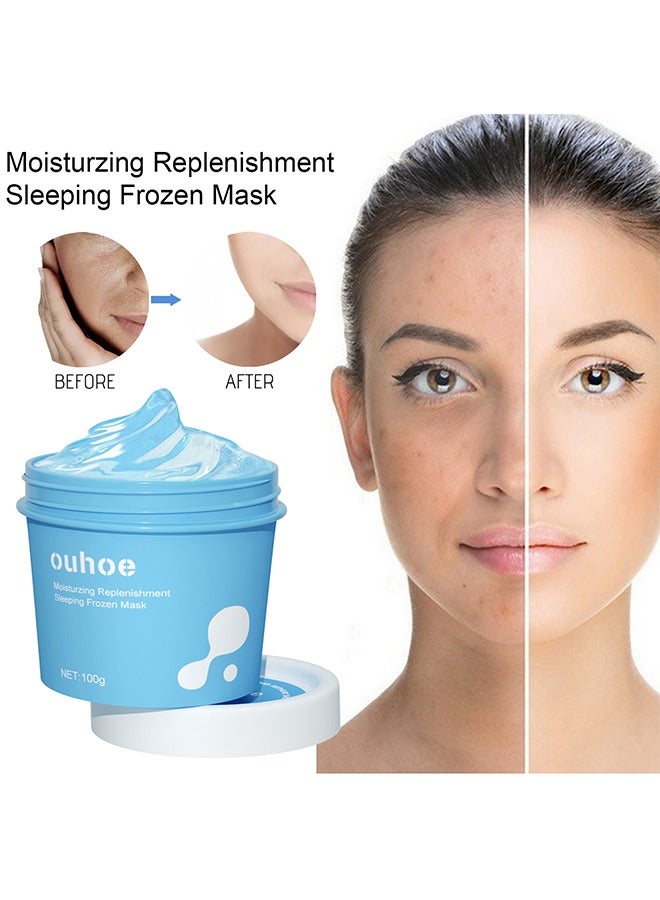 OUHOE Moisturzing Replenishment Sleeping Frozen Mask,Hydrating and Moisturizing Sleeping Jelly Mask Shrinks Pores Rejuvenates Brightens Skin Refreshes and Moisturizes 100g - Image 1