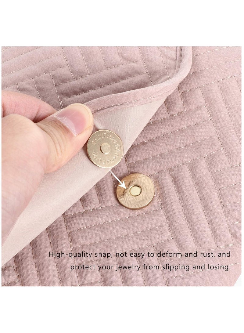 Arabest Portable Jewelry Bag, Travel Jewelry Organizer, Fabric Jewelry Storage Pouch, Separate Compartments for Necklaces, Earrings, Bracelets, Rings, Foldable Easy Packing (pink) - Image 4