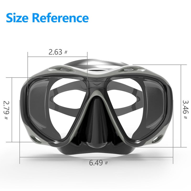 COPOZZ Scuba Mask, No Fogging Snorkeling Scuba Dive Glasses, Great Seal Free Diving Tempered Glass Mask Goggles (Black) - Image 2