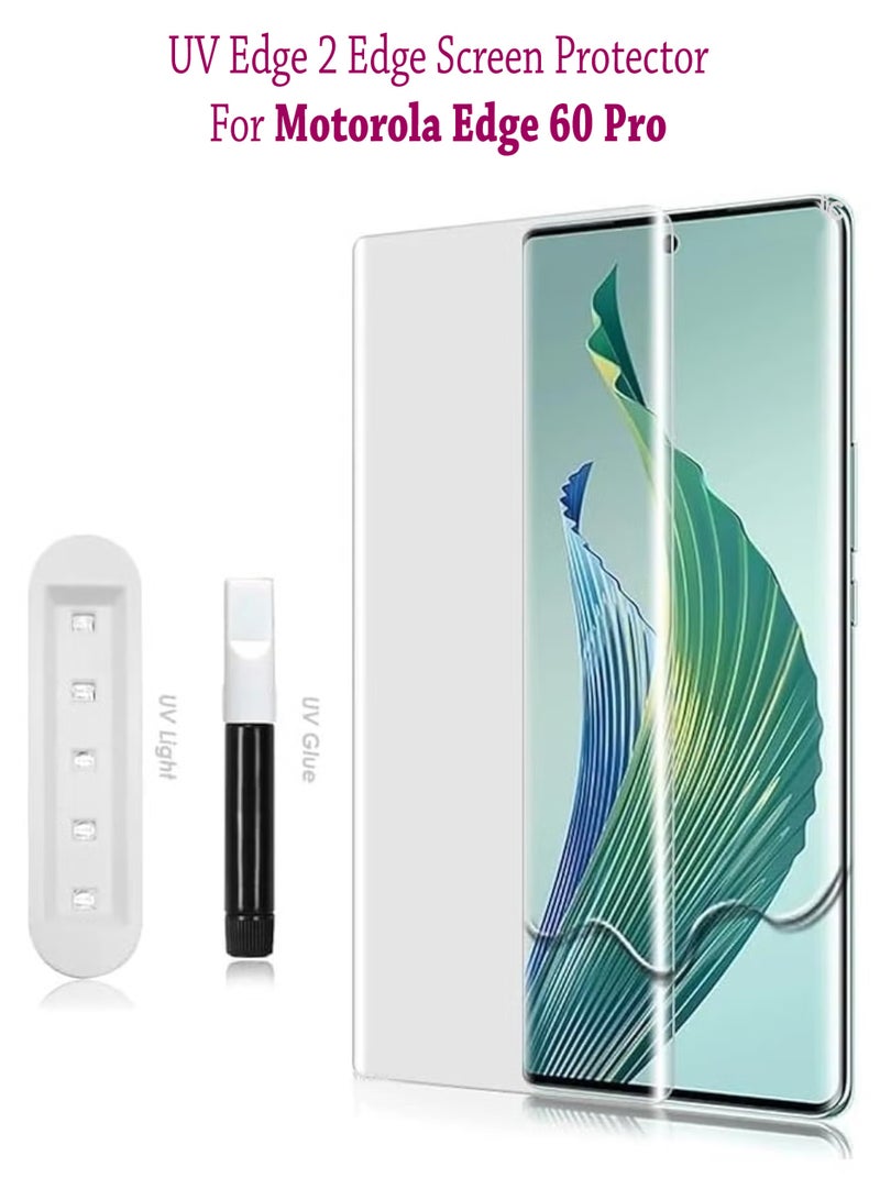 Motorola Edge 60 Pro 5G Premium Tempered Glass Design For Motorola Edge 60 Pro Smartphone Advanced Border Less Full Edge To Edge UV Screen Protector And Easy Installation Kit - Image 1