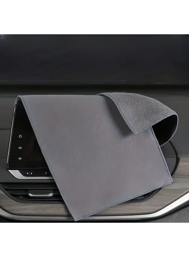 Gray Microfiber Quick Dry Cleaning Cloth Lint Free Streak Free For Car Motorcycle Boat EV Detailing - Image 2