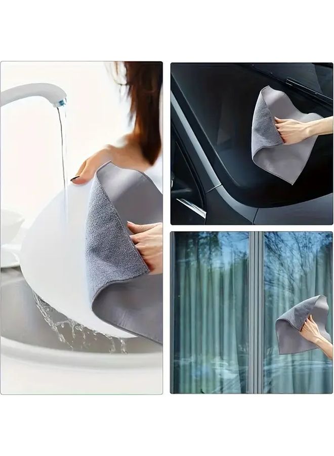 Gray Microfiber Quick Dry Cleaning Cloth Lint Free Streak Free For Car Motorcycle Boat EV Detailing - Image 5
