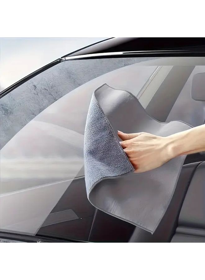 Gray Microfiber Quick Dry Cleaning Cloth Lint Free Streak Free For Car Motorcycle Boat EV Detailing - Image 4
