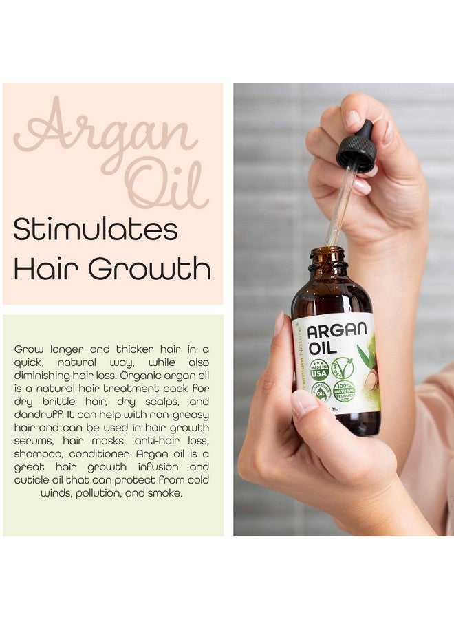 Premium Nature Argan Oil for Hair Virgin 100% Pure Cold Pressed Argon Oil Hair Serum For Hair Stimulate Growth for Dry and Damaged Hair Argan Oil for Skin Body Moisturizer Nails Protector 4 oz - Image 2