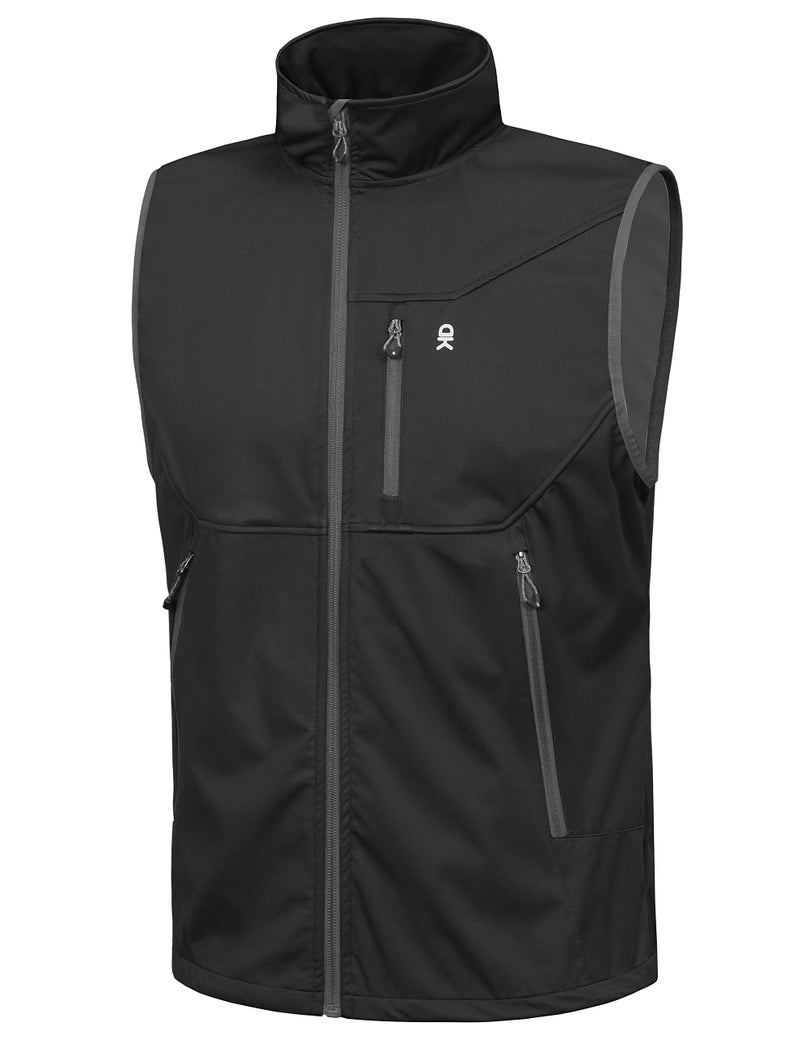 Little Donkey Andy Men's Lightweight Softshell Vest, Windproof Sleeveless Jacket for Travel Hiking Running Golf Black M - Image 1