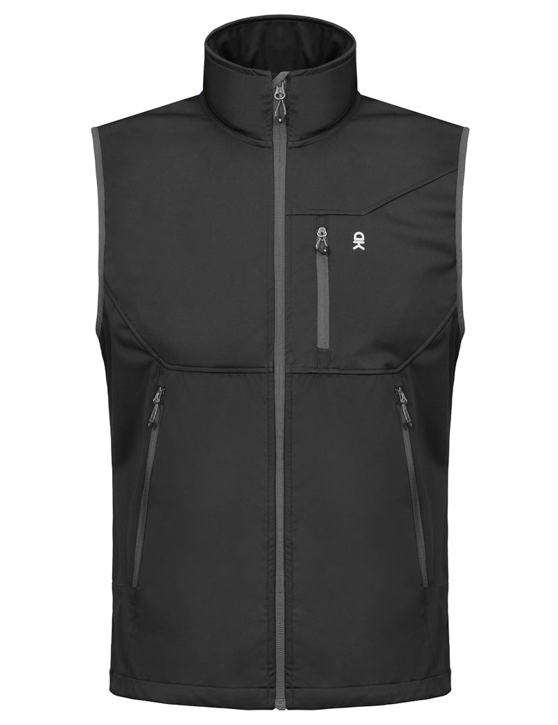 Little Donkey Andy Men's Lightweight Softshell Vest, Windproof Sleeveless Jacket for Travel Hiking Running Golf Black M - Image 3