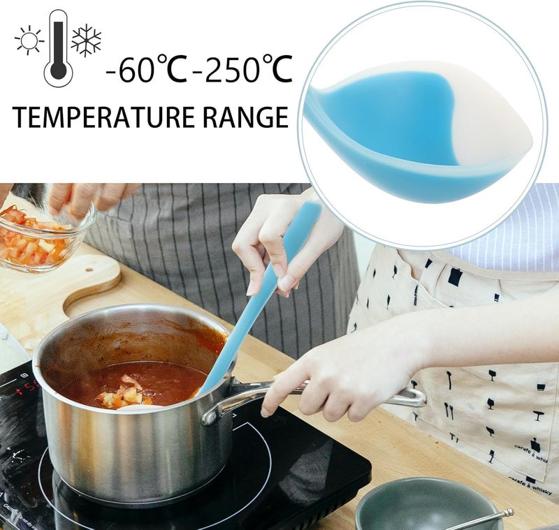 2pcs Silicone Soup Ladle Set Blue Multi-function Kitchen Cooking Ladles Household Daily Use Mixing Spoon for Soup and Sauce - Image 2