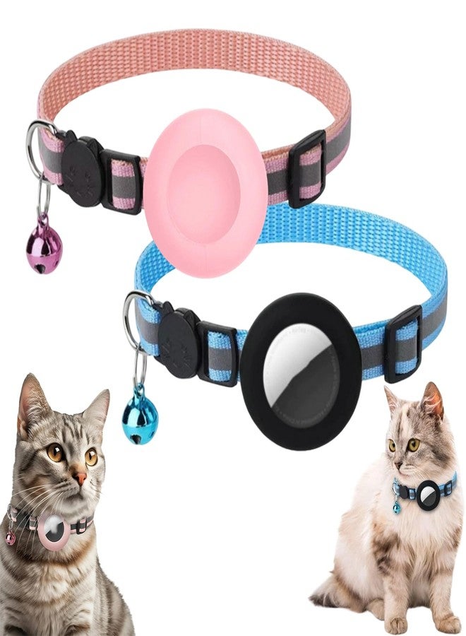 FFZDENA 2 Packs Breakaway Cat Collar, Shockproof, Ultra-Durable, Plastic & Silicone Pet Collar Case for Air Tags - Image 1
