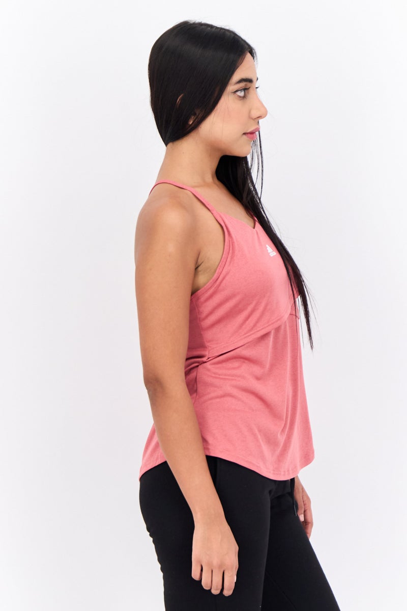 Adidas Women Sportswear Fit Sleeveless Brand Logo Tank Top, Mauve - Image 3