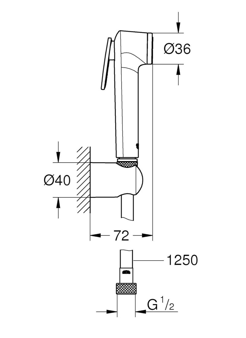Grohe GROHE Hand Shower Spray, Trigger and Wall Bracket in Chrome Finish Its modern design combines elegance and practicality. It is equipped with an easy-to-use trigger for smooth and precise adjustment of the water flow  - Image 2