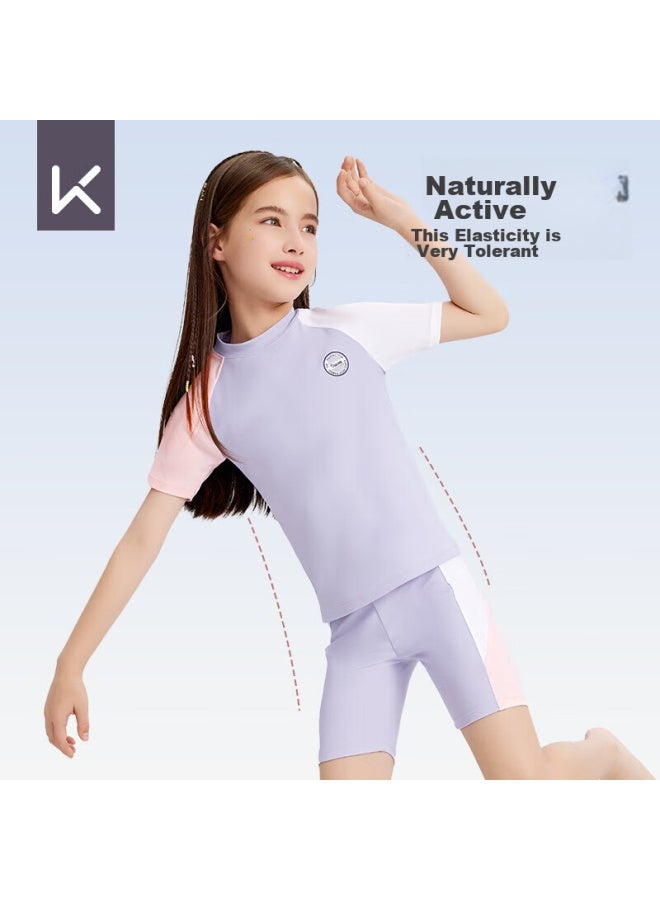 Keep Children's Swimsuit, Girls' Two-piece, For Older Kids, Professional Training, Sun Protection, Swimming Set, Sea Salt Blue, Size 18 - Image 5