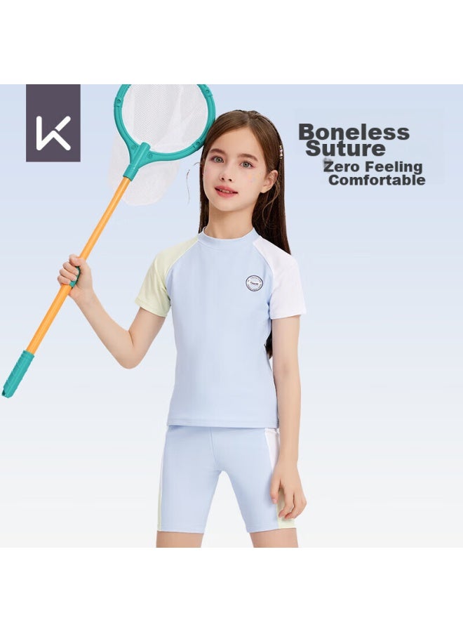 Keep Children's Swimsuit, Girls' Two-piece, For Older Kids, Professional Training, Sun Protection, Swimming Set, Sea Salt Blue, Size 18 - Image 3
