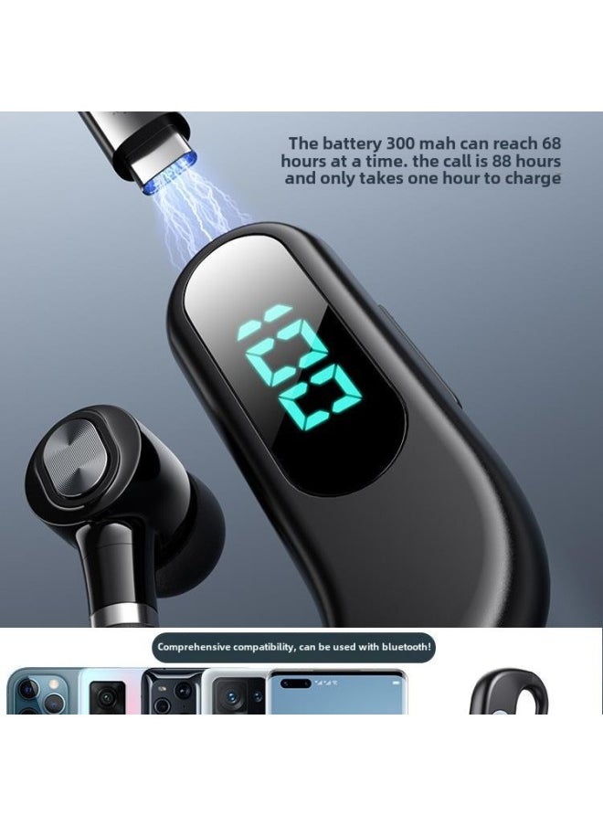 Generic - Bluetooth Headset Long Standby Endurance 2024 Wireless Monaural Ear-Hanging Driver HD Call-Colour:Black [flagship Edition] [with Power Compartment] 880 Hours Of Calls + 680 Hours Of Listening To Music + Power Display [v13 With Power Compartment]-Type:Official Standard Configuration - Image 1