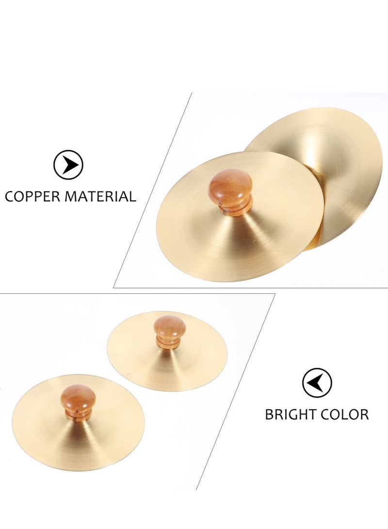 SYOSI Finger Cymbals,Wooden Handles, 1 Pair 3.5inch Cymbals Copper Mini Hand Cymbal Belly Dance Cymbal,Music Instrument for Adults, Kids, 9cm - Image 2