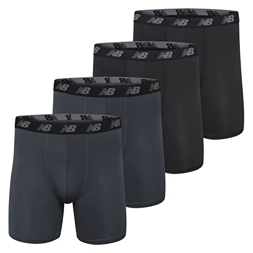 New Balance Men's Performance 5" No Fly Boxer Brief, 4-Pack, Thunder/Thunder/Black/Black, Large (NB3017-4) - Image 1