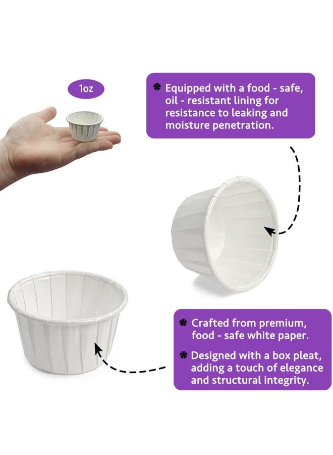 CAMKYDE 200 Pcs White 1 oz Leak-Proof Food Safe Disposable Paper Condiment Cups (Pack of 200) for Social Events, Celebrations like Baby Shower, Birthday, Bridal Shower - Image 3