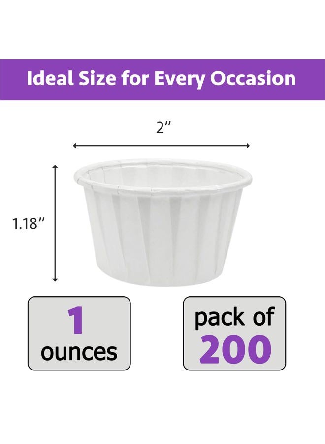 CAMKYDE 200 Pcs White 1 oz Leak-Proof Food Safe Disposable Paper Condiment Cups (Pack of 200) for Social Events, Celebrations like Baby Shower, Birthday, Bridal Shower - Image 2