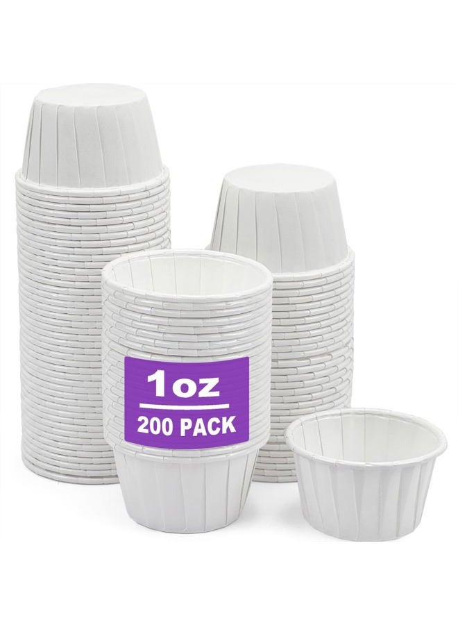 CAMKYDE 200 Pcs White 1 oz Leak-Proof Food Safe Disposable Paper Condiment Cups (Pack of 200) for Social Events, Celebrations like Baby Shower, Birthday, Bridal Shower - Image 1