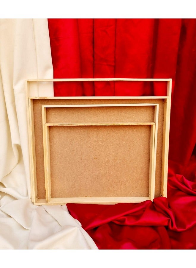 Satyam Kraft SATYAM KRAFT 1 Set (2 Pcs) Trousseau Pinewood Attractive Decorative Tray for Wedding/Shaadi Gift Hampers, Engagement, Saree Clothes Packing, Dry Fruit, Birthday, Festival Return Gifts, Shagun - Image 2