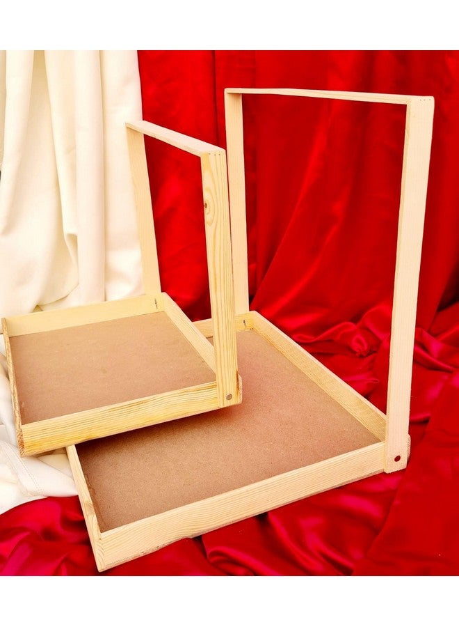 Satyam Kraft SATYAM KRAFT 1 Set (2 Pcs) Trousseau Pinewood Attractive Decorative Tray for Wedding/Shaadi Gift Hampers, Engagement, Saree Clothes Packing, Dry Fruit, Birthday, Festival Return Gifts, Shagun - Image 1