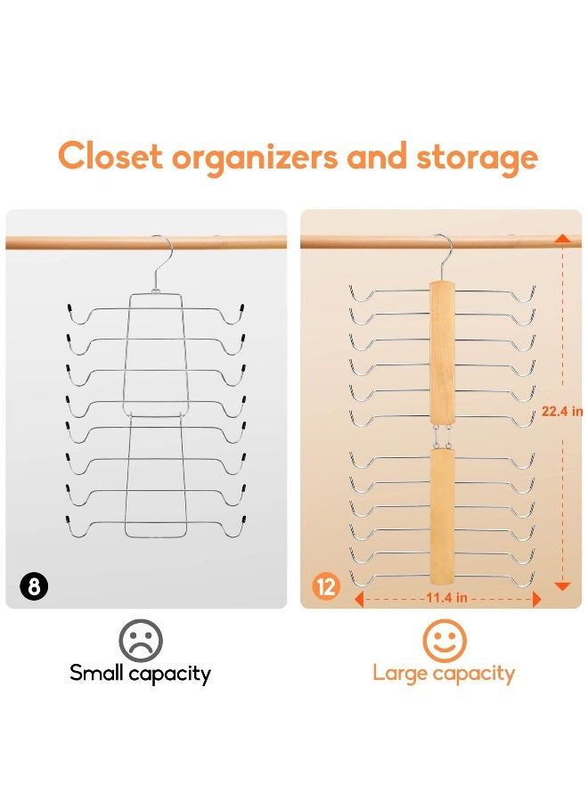 SYOSI 2 Pcs Tank Top Hangers, Wooden Underwear Hanger, 360° Rotating Bra Hanger for Tank Tops/Bras/Camisole, Closet Tank Top Hanger with 12 Metal Hooks, Hold 12 Tank Tops or Bras - Image 4