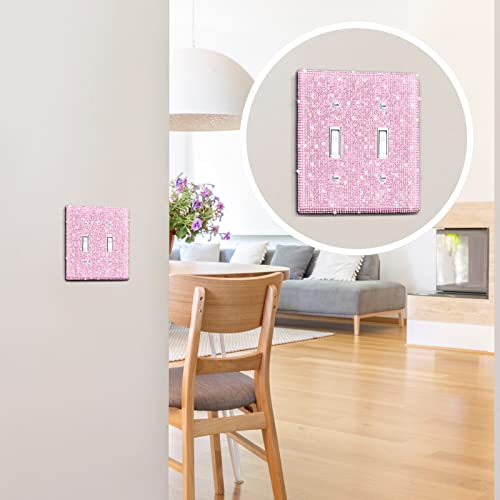 Yookeer Shiny Rhinestones Wall Plate Light Switch Cover Plate Decorative Wall Bling Outlet Cover for Bedroom Accessories Home Decor(2-Gang Decorator,Pink) - Image 5