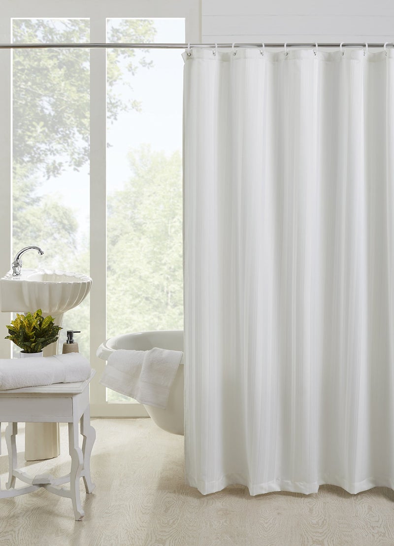 homewards homewards Premium White 100% Polyester Water Repellent Shower Curtain with 10 Rings 5 ft X 6ft (153 X 180 CMS) 60"x 72", Single Pc  - Image 1