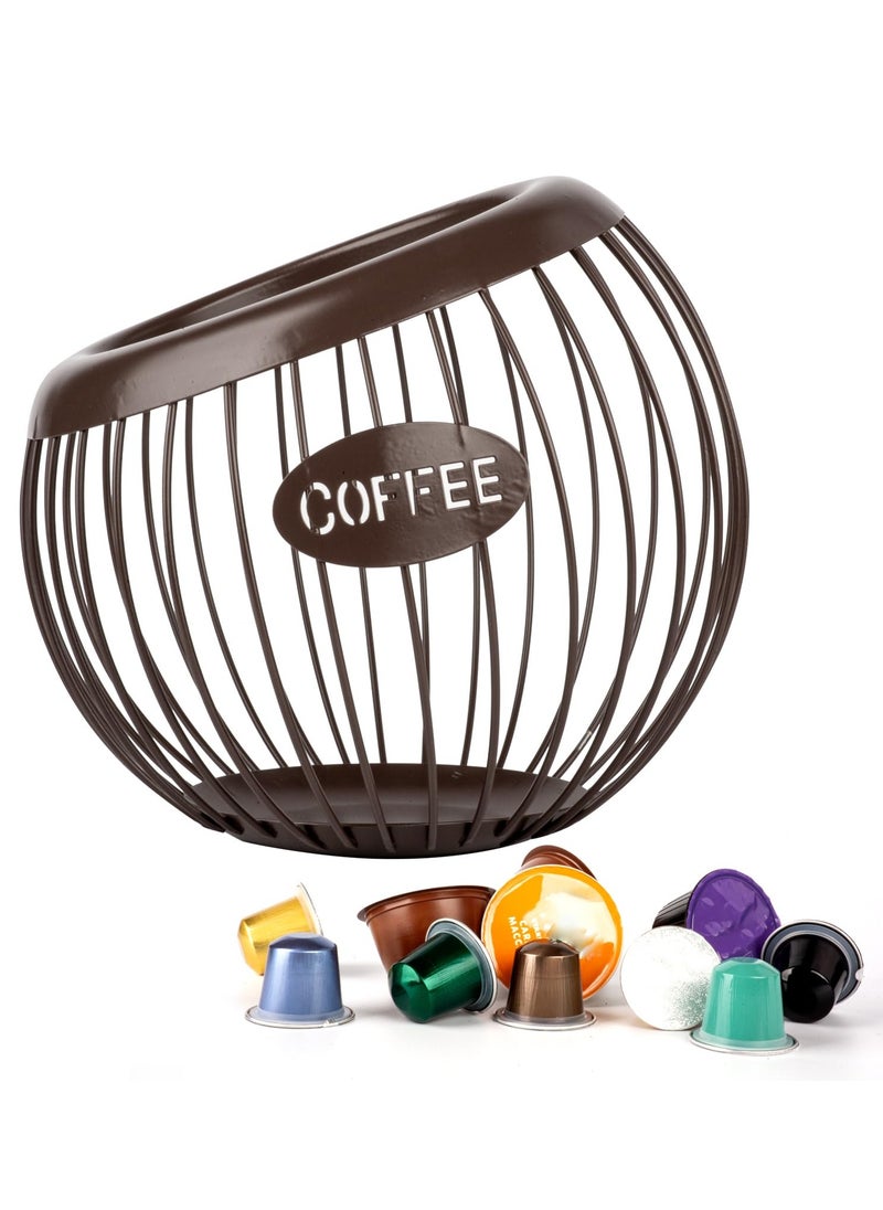 LKTOCAFT - Metal Coffee Pod Holder Organizer – Large Capacity Spherical Capsule Storage Basket for Kitchen Countertop Decor, Home & Office Espresso Bar – Holds Cups, Bags, Sugar, Fruit - Image 1