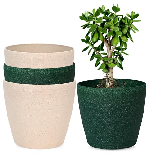 Eha Set of 4 Earth-Friendly Deco 9" Self-Watering pots and Planters | Bamboo Based | UV Protected | for Indoor, Home Decor, Outdoor, Balcony & Garden | SCastle-Fern - Image 1
