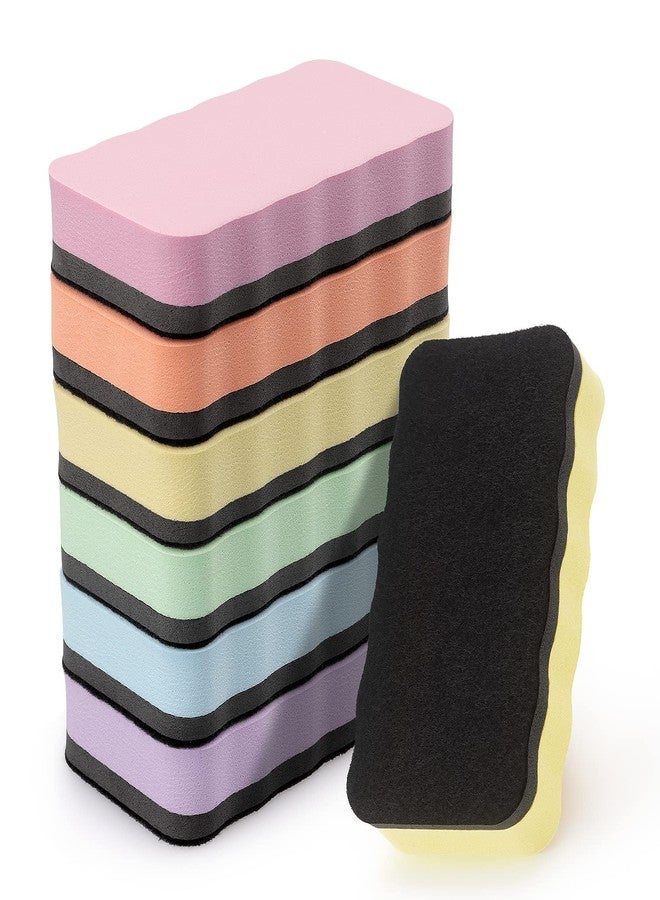 Tamaki Magnetic Whiteboard Eraser, Dry Eraser Erasers, Dry Erasers for Kids Classroom, 6 Colors (6 Pack, Pastel Wavy) - Image 1