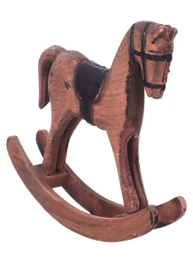 Hemobllo Vintage Wooden Rocking Horse 5.11In Carved Figurine – Nostalgic Table Centerpiece for Home Office Kids Room Christmas Decor - Image 1