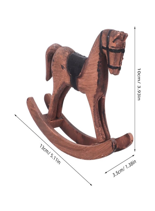 Hemobllo Vintage Wooden Rocking Horse 5.11In Carved Figurine – Nostalgic Table Centerpiece for Home Office Kids Room Christmas Decor - Image 2
