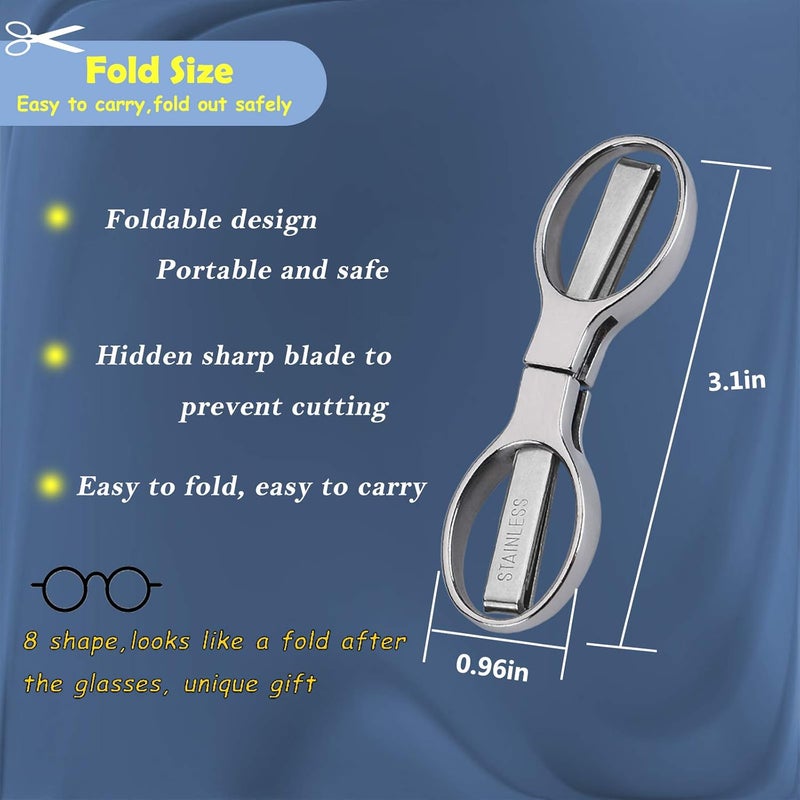 firiKer 2Pcs Folding Scissors,Portable Stainless Steel Telescopic Cutter, Safety Foldable Pocket Badge Small Scissors for Home, Office, Craft, Sewing, Nurse Accessories, Travel - Image 3