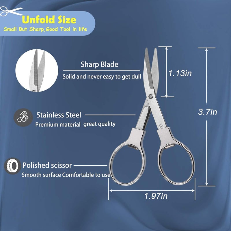 firiKer 2Pcs Folding Scissors,Portable Stainless Steel Telescopic Cutter, Safety Foldable Pocket Badge Small Scissors for Home, Office, Craft, Sewing, Nurse Accessories, Travel - Image 2