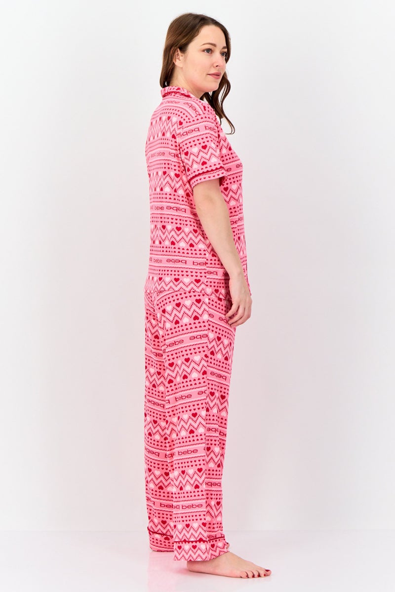 bebe Women 2 Pieces Sleepwear Pyjama Top and Pants Set, Multicolor - Image 4