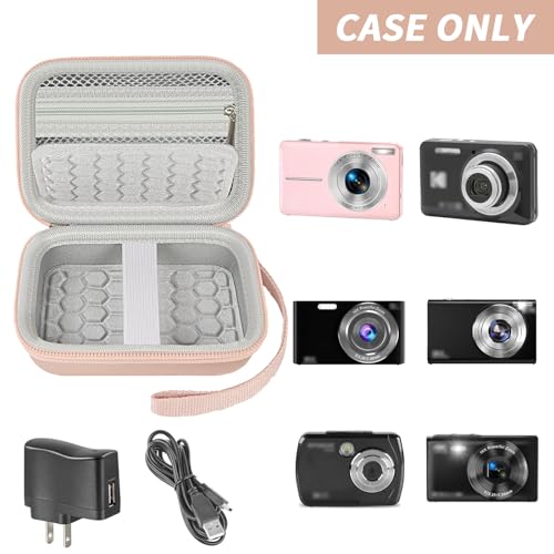 Boobowl Digital Camera Case Compatible with CAMKORY/ for Lecnippy/ for Lecran/ for KODAK PIXPRO/ for Qumcou/ for WONNIE Point & Shoot Cameras, Small Compact Camera Pouch for SD Card Accessories (Rose Gold) - Image 2