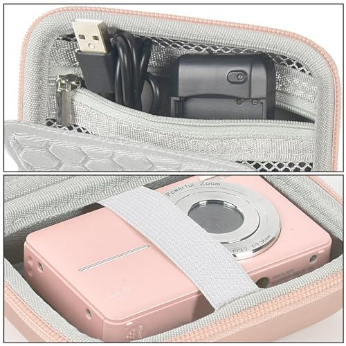 Boobowl Digital Camera Case Compatible with CAMKORY/ for Lecnippy/ for Lecran/ for KODAK PIXPRO/ for Qumcou/ for WONNIE Point & Shoot Cameras, Small Compact Camera Pouch for SD Card Accessories (Rose Gold) - Image 3
