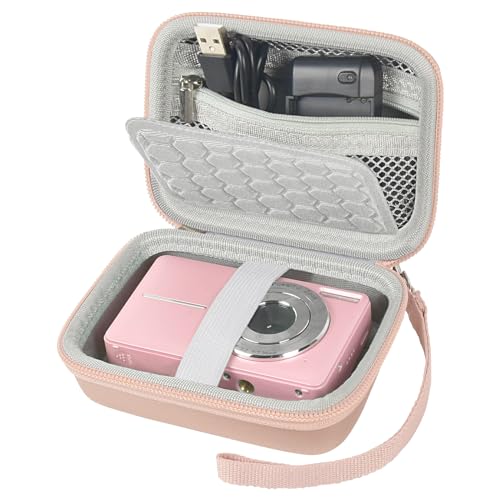 Boobowl Digital Camera Case Compatible with CAMKORY/ for Lecnippy/ for Lecran/ for KODAK PIXPRO/ for Qumcou/ for WONNIE Point & Shoot Cameras, Small Compact Camera Pouch for SD Card Accessories (Rose Gold) - Image 1
