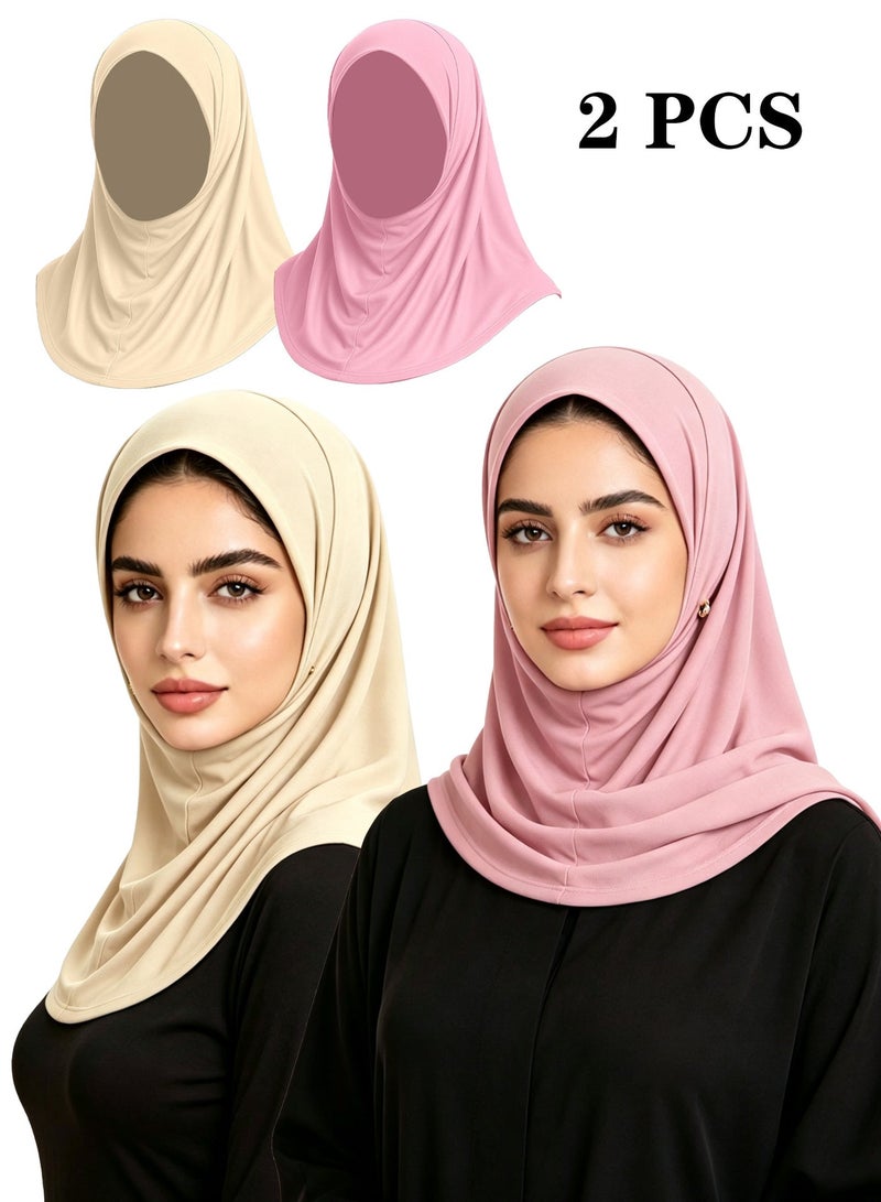 Otilli 2 PCS Muslim Hijab for Women Breathable Headscarf Lightweight Stretch Instant Hijabs Suitable For Daily Wear And Sun Protection For Dress - Image 1