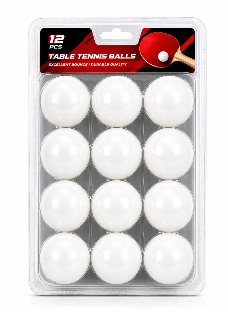12 Pcs Table Tennis Balls, White Ping Pong Balls, Durable Training Balls for Indoor & Outdoor Games, Practice, School, Club & Family Sports