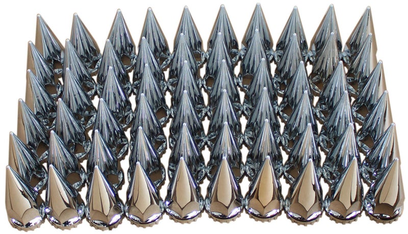 MRJLK Chrome ABS Complete Axle Cover Set with Hub Caps and 33mm Screw-On Spiked Lug Nut Covers for Semi Trucks (2 Front and 4 Rear) - Image 5